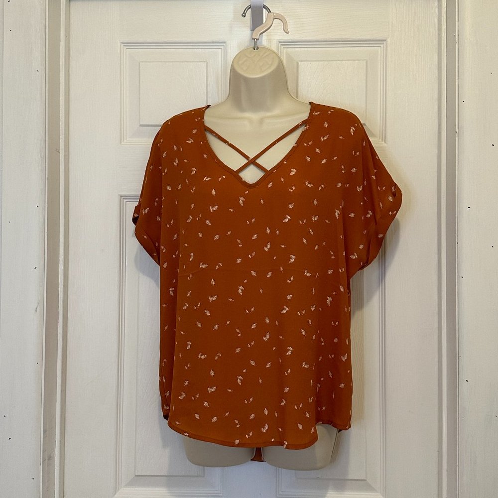 Maurices Cross-Vneck Feather Blouse